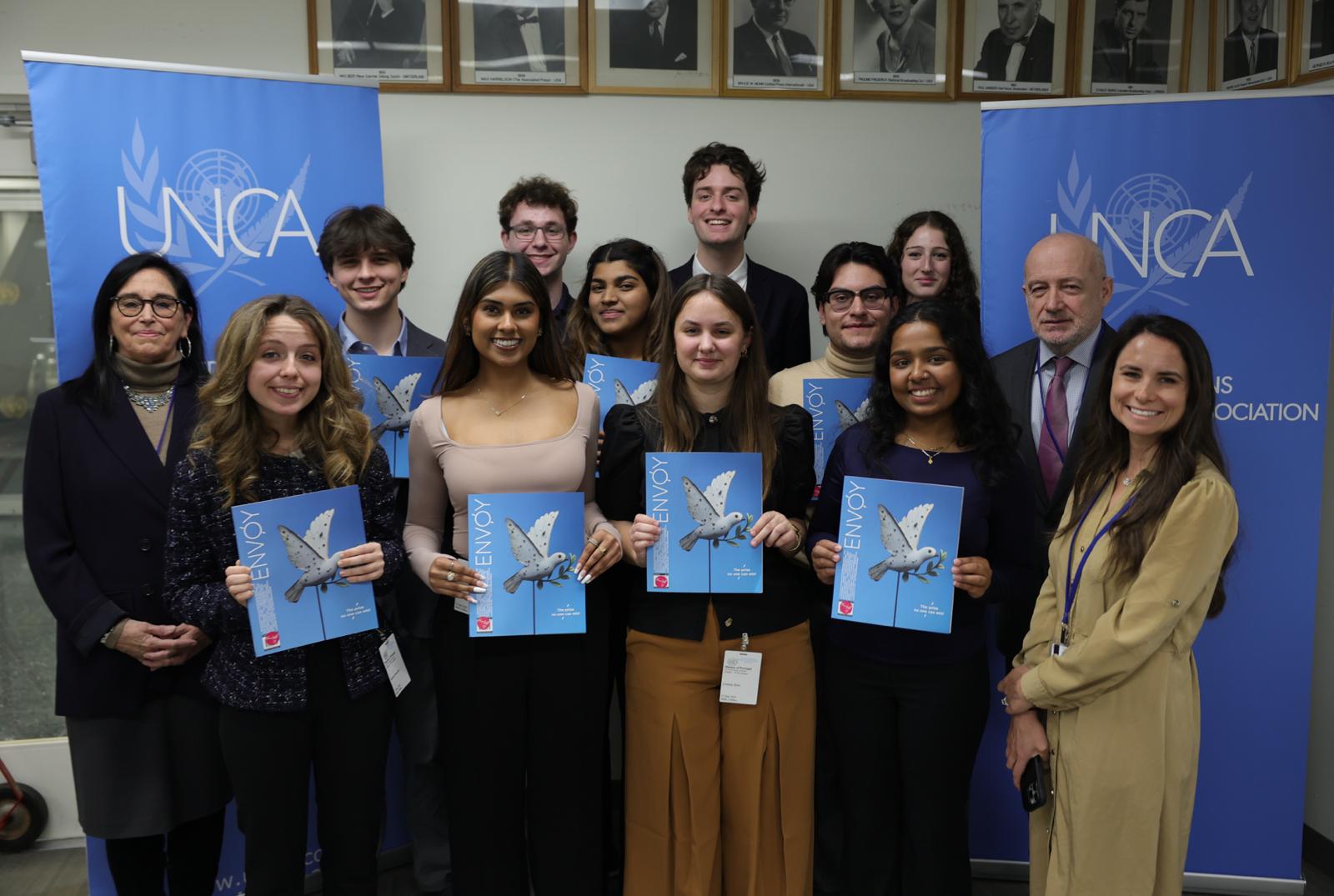 Boston University students meeting UN journalists at Envoy Magazine