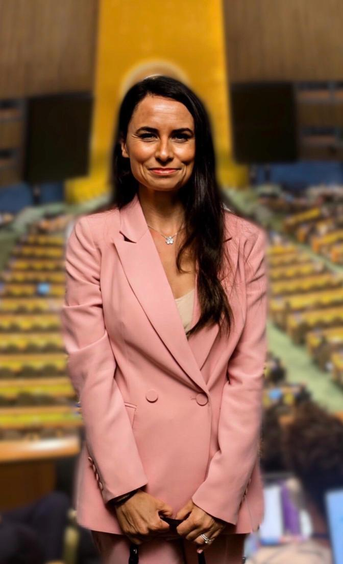 Stéphanie Fillion, Editor-in-Chief of Envoy Magazine, in the United Nations General Assembly Hall